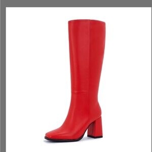 Elegant Red Heeled Boots for Women